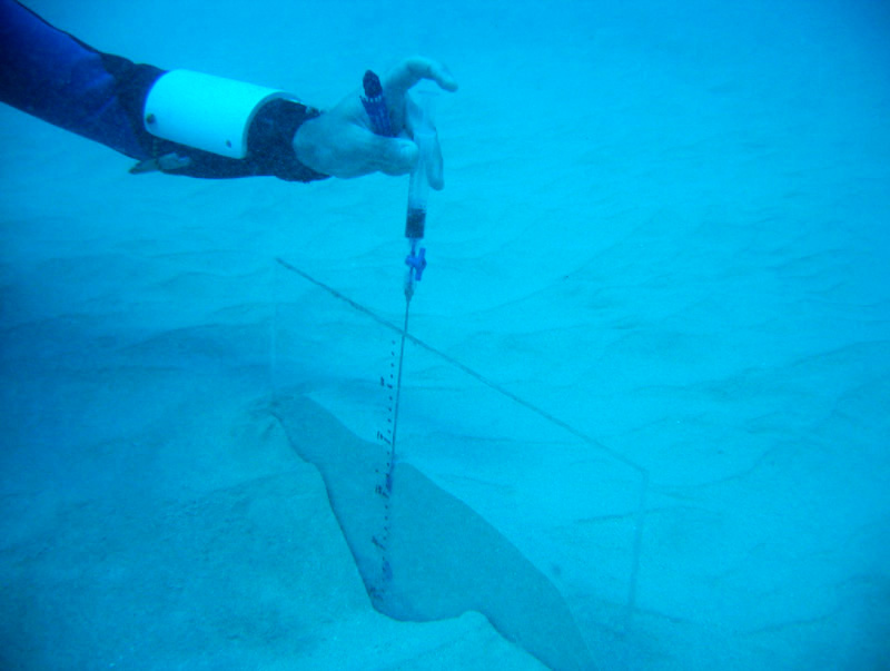 Closeup of sediment window installation.